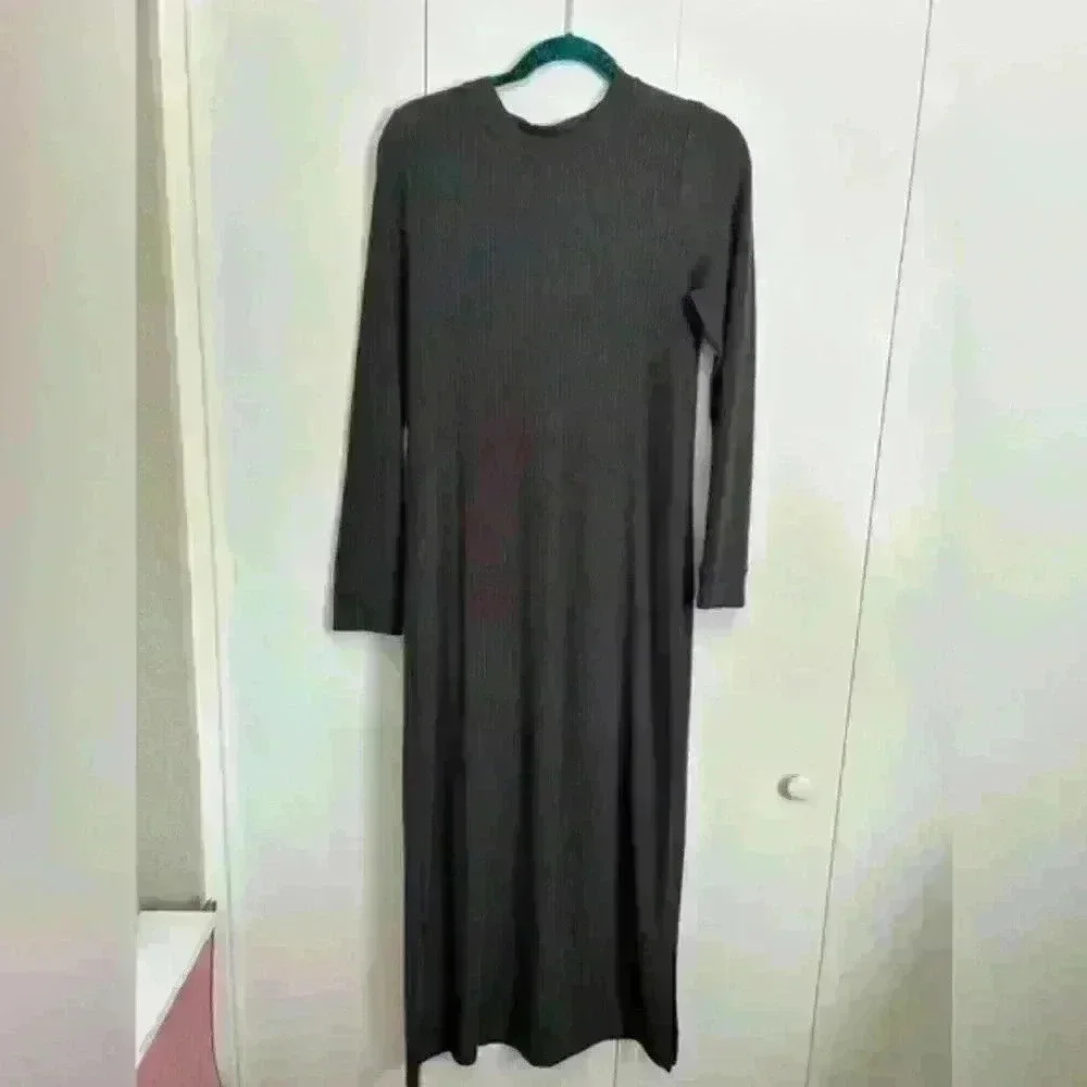 old navy ribbed dress long sleeve Fit & Flare Rib-Knit Maxi Dress